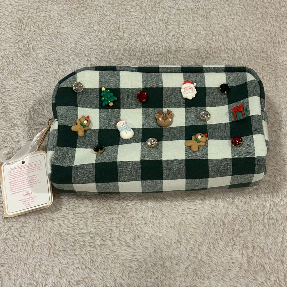 NWT gloss & glo christmas charm makeup bag pouch